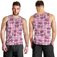 Pink Palaka Hawaii Men Tank Top Hawaiian Lehua Blossoms