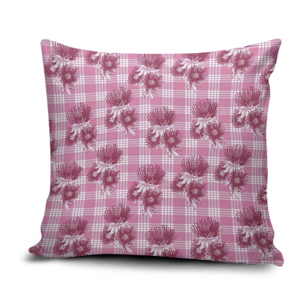 Pink Palaka Hawaii Pillow Cover Hawaiian Lehua Blossoms