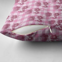 Pink Palaka Hawaii Pillow Cover Hawaiian Lehua Blossoms