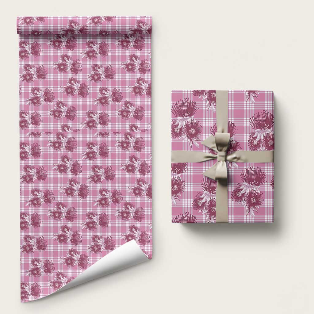 Pink Palaka Hawaii Wrapping Paper Hawaiian Lehua Blossoms