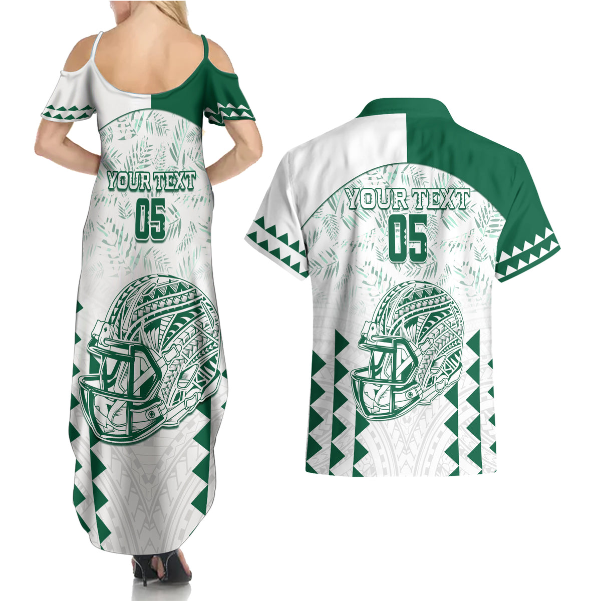 Custom Hawaii Football Couples Matching Summer Maxi Dress and Hawaiian Shirt Rainbow Warriors Kakau Pattern LT05 - Polynesian Pride