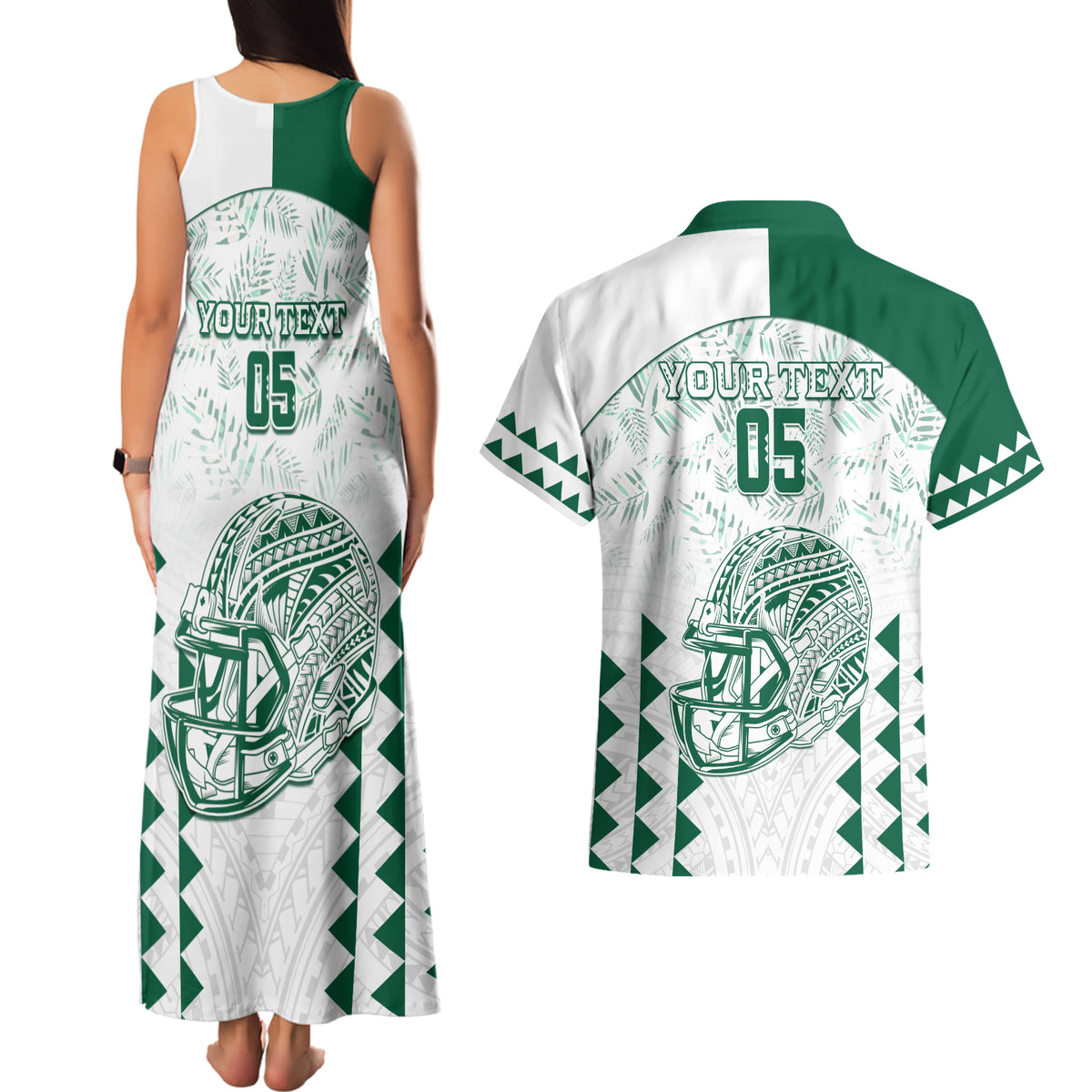 Custom Hawaii Football Couples Matching Tank Maxi Dress and Hawaiian Shirt Rainbow Warriors Kakau Pattern LT05 - Polynesian Pride