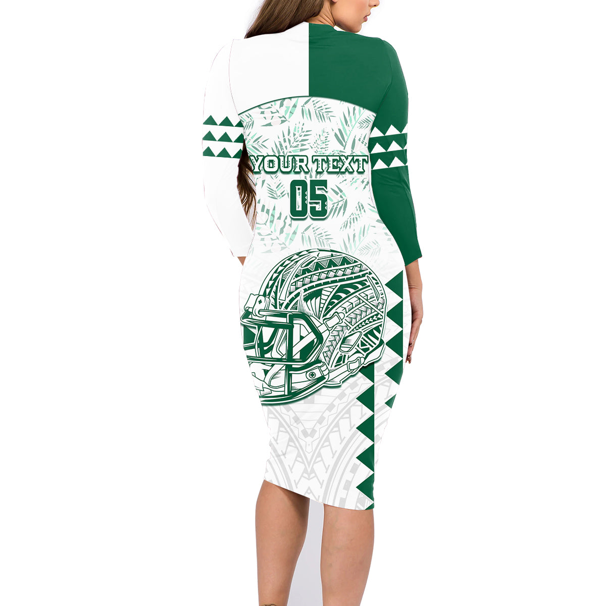 Custom Hawaii Football Family Matching Long Sleeve Bodycon Dress and Hawaiian Shirt Rainbow Warriors Kakau Pattern LT05 - Polynesian Pride