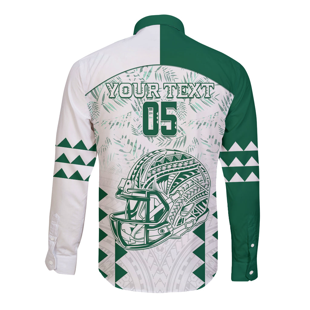 Custom Hawaii Football Long Sleeve Button Shirt Rainbow Warriors Kakau Pattern LT05 - Polynesian Pride