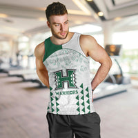 Custom Hawaii Football Men Tank Top Rainbow Warriors Kakau Pattern LT05 White - Polynesian Pride