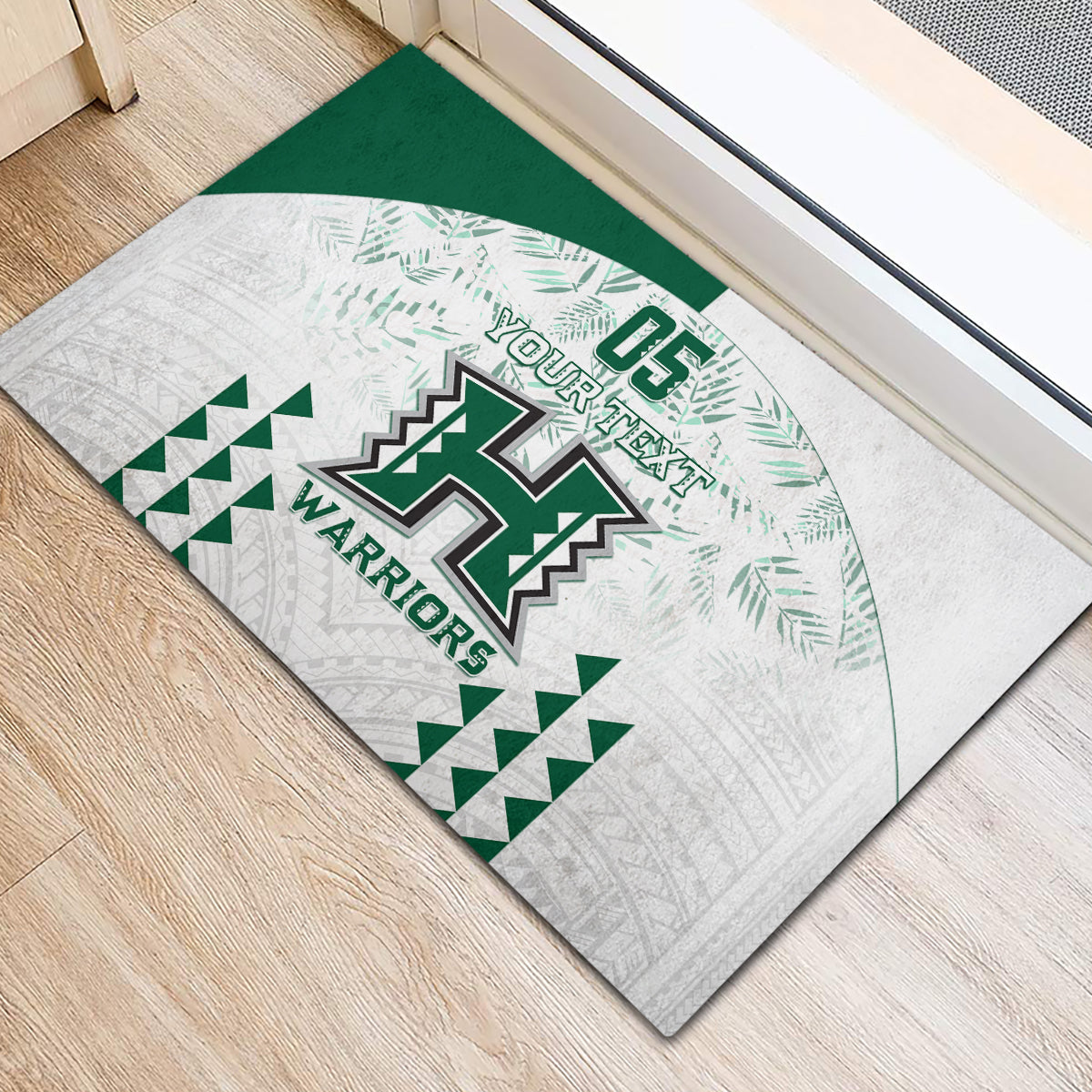 Custom Hawaii Football Rubber Doormat Rainbow Warriors Kakau Pattern LT05 - Polynesian Pride