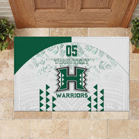 Custom Hawaii Football Rubber Doormat Rainbow Warriors Kakau Pattern LT05 - Polynesian Pride