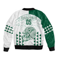 Custom Hawaii Football Sleeve Zip Bomber Jacket Rainbow Warriors Kakau Pattern LT05 - Polynesian Pride