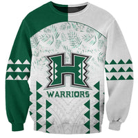 Custom Hawaii Football Sweatshirt Rainbow Warriors Kakau Pattern LT05 Unisex White - Polynesian Pride
