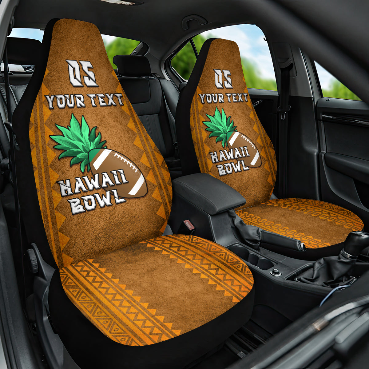 Custom Hawaii Honolulu Football Bowl Car Seat Cover Simple Style LT05 One Size Brown - Polynesian Pride
