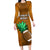 Custom Hawaii Honolulu Football Bowl Family Matching Long Sleeve Bodycon Dress and Hawaiian Shirt Simple Style LT05 Mom's Dress Brown - Polynesian Pride