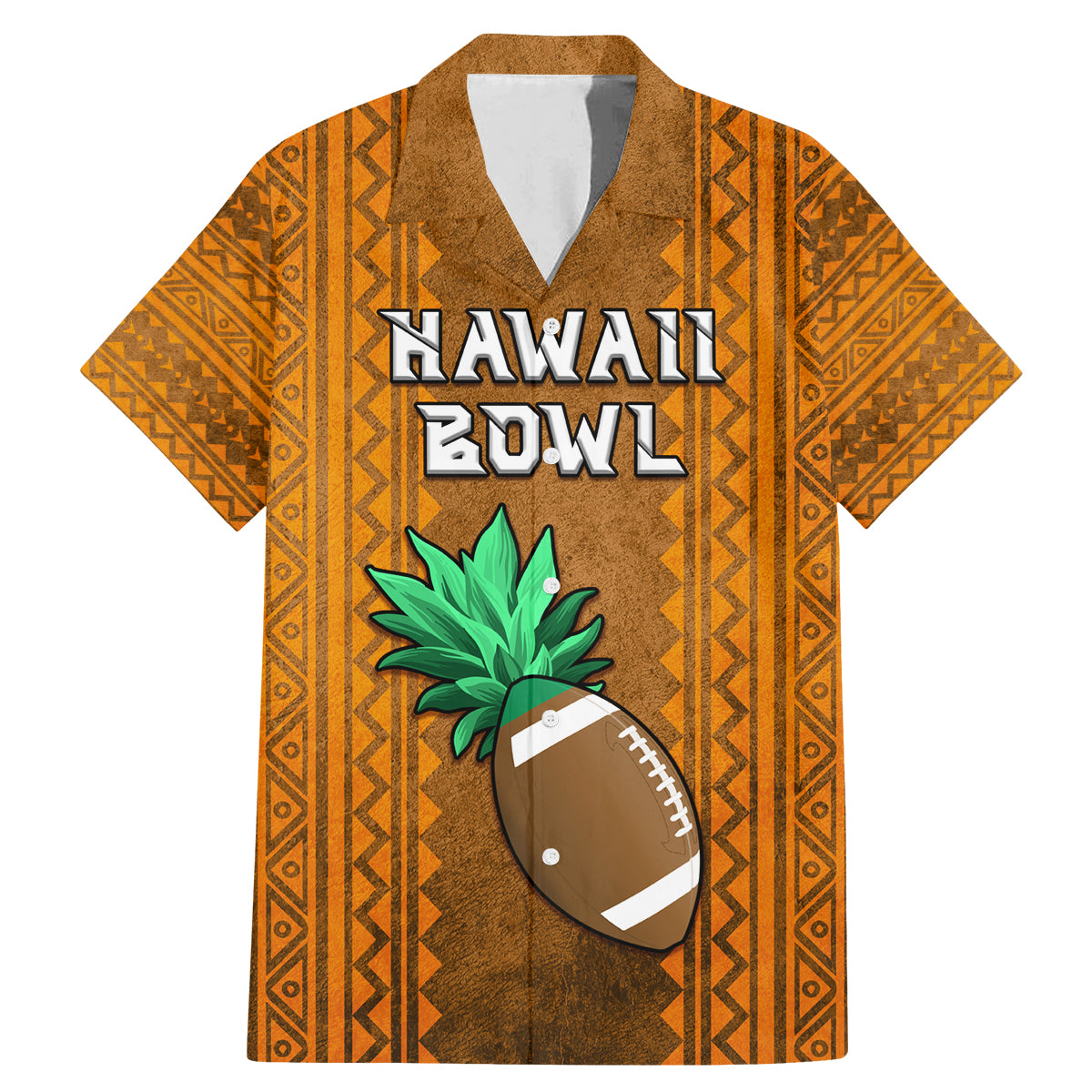 Custom Hawaii Honolulu Football Bowl Family Matching Mermaid Dress and Hawaiian Shirt Simple Style LT05 Dad's Shirt - Short Sleeve Brown - Polynesian Pride