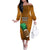 Custom Hawaii Honolulu Football Bowl Family Matching Off Shoulder Long Sleeve Dress and Hawaiian Shirt Simple Style LT05 Mom's Dress Brown - Polynesian Pride