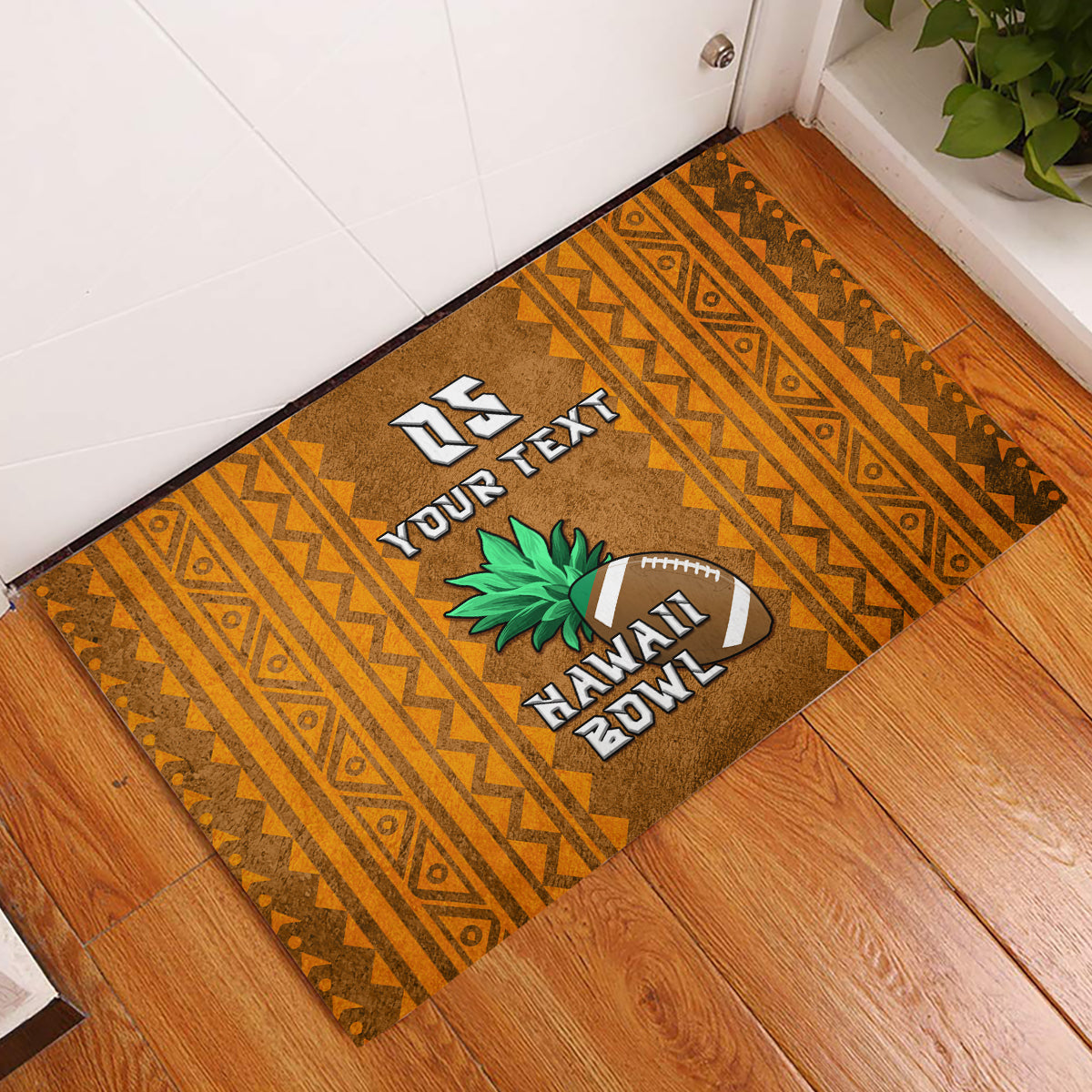 Custom Hawaii Honolulu Football Bowl Rubber Doormat Simple Style LT05 Brown - Polynesian Pride