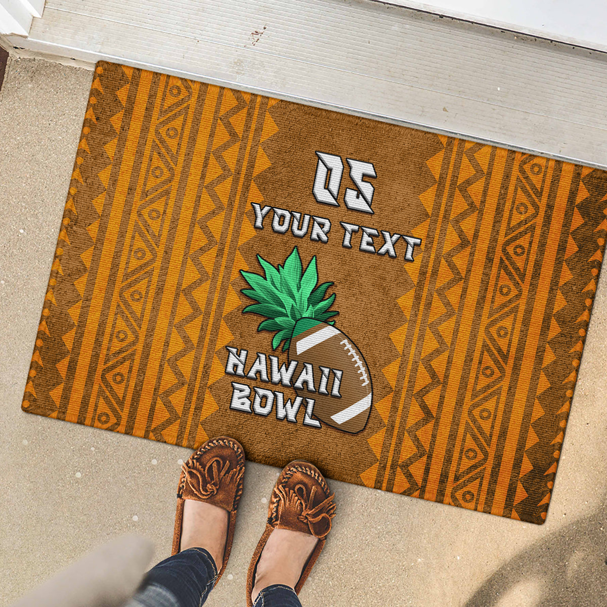 Custom Hawaii Honolulu Football Bowl Rubber Doormat Simple Style LT05 - Polynesian Pride