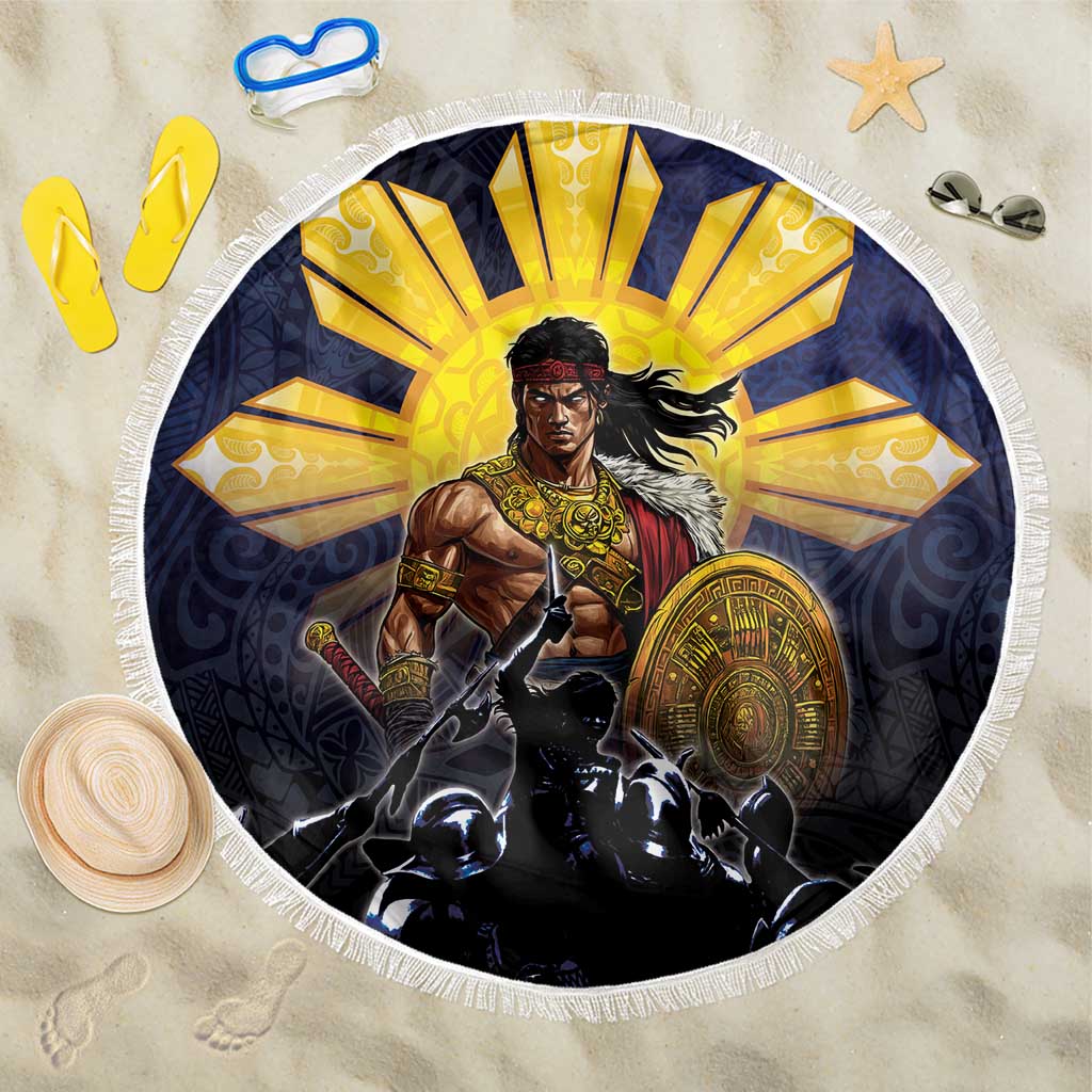 Philippines The First Hero Beach Blanket Lapu Lapu Know Your Roots LT05 One Size 150cm Navy - Polynesian Pride