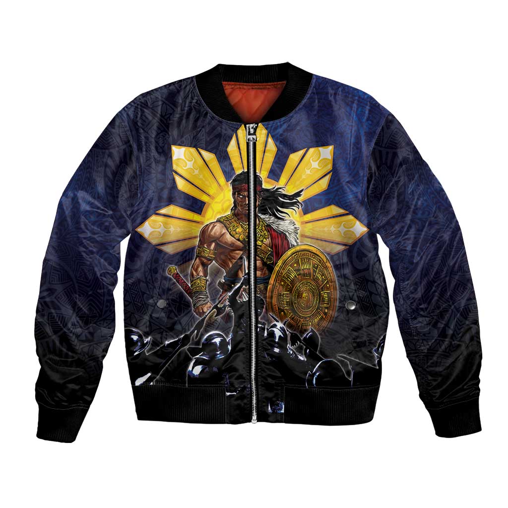 Philippines The First Hero Bomber Jacket Lapu Lapu Know Your Roots LT05 Unisex Navy - Polynesian Pride