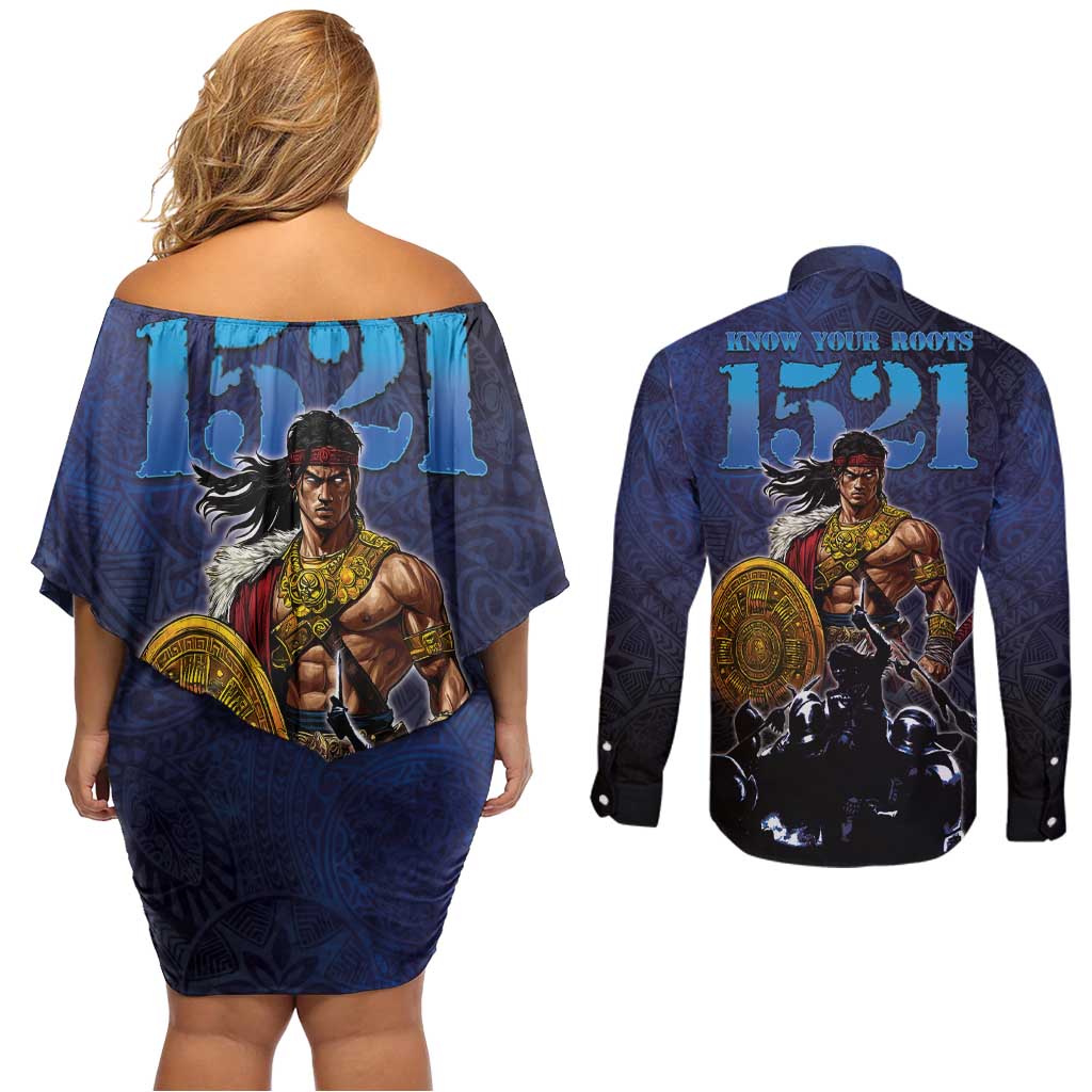 Philippines The First Hero Couples Matching Off Shoulder Short Dress and Long Sleeve Button Shirt Lapu Lapu Know Your Roots