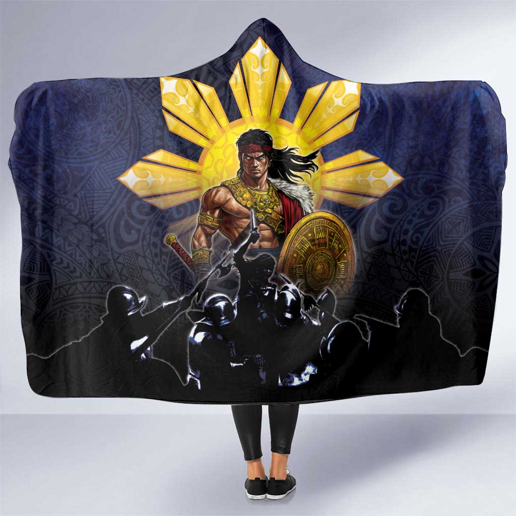Philippines The First Hero Hooded Blanket Lapu Lapu Know Your Roots LT05 One Size Navy - Polynesian Pride