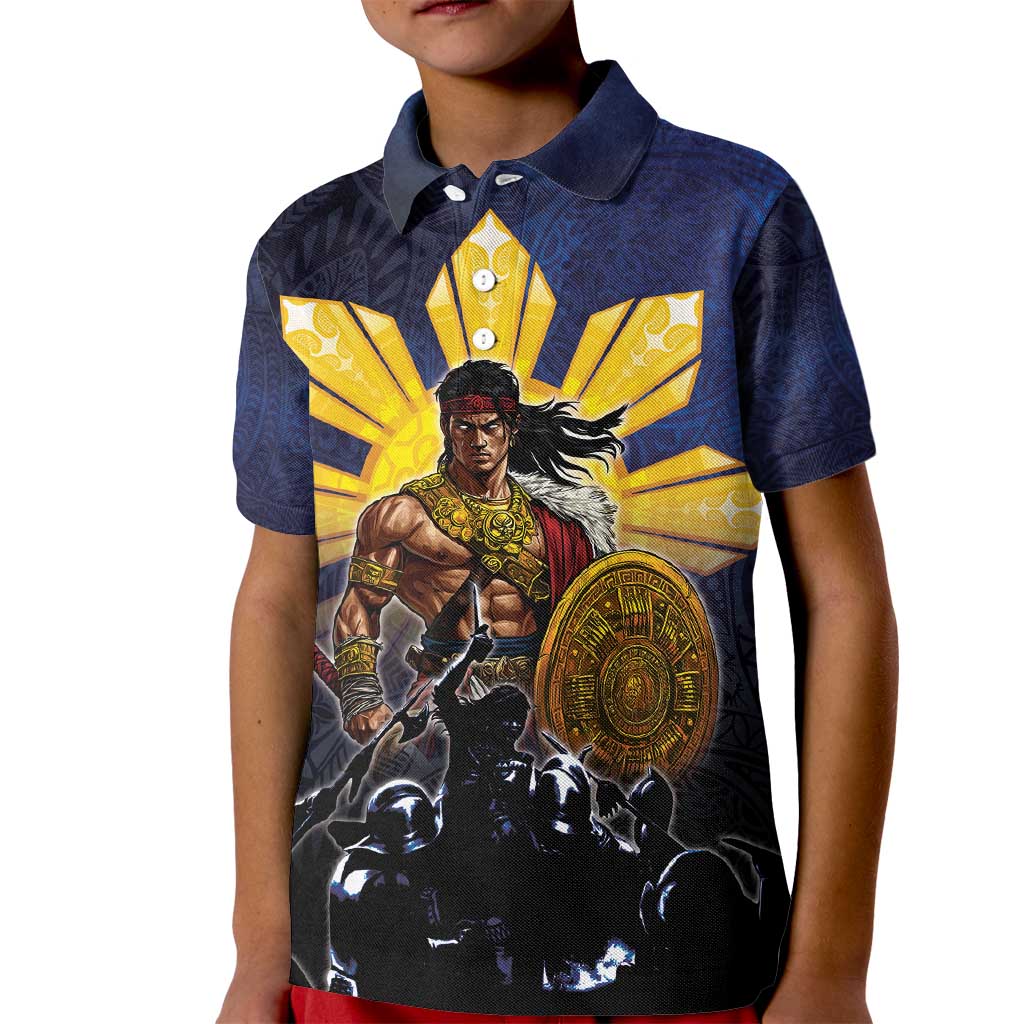 Philippines The First Hero Kid Polo Shirt Lapu Lapu Know Your Roots LT05 Kid Navy - Polynesian Pride