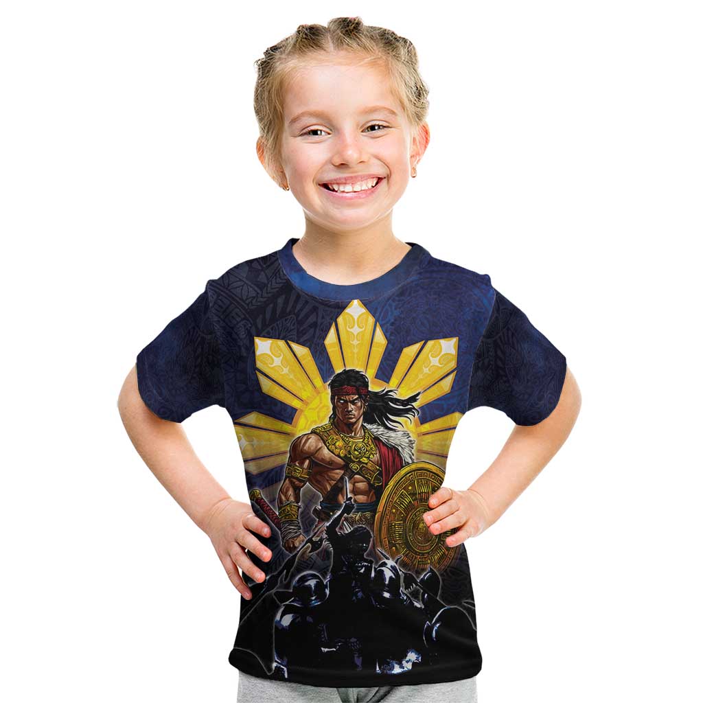Philippines The First Hero Kid T Shirt Lapu Lapu Know Your Roots LT05 Navy - Polynesian Pride