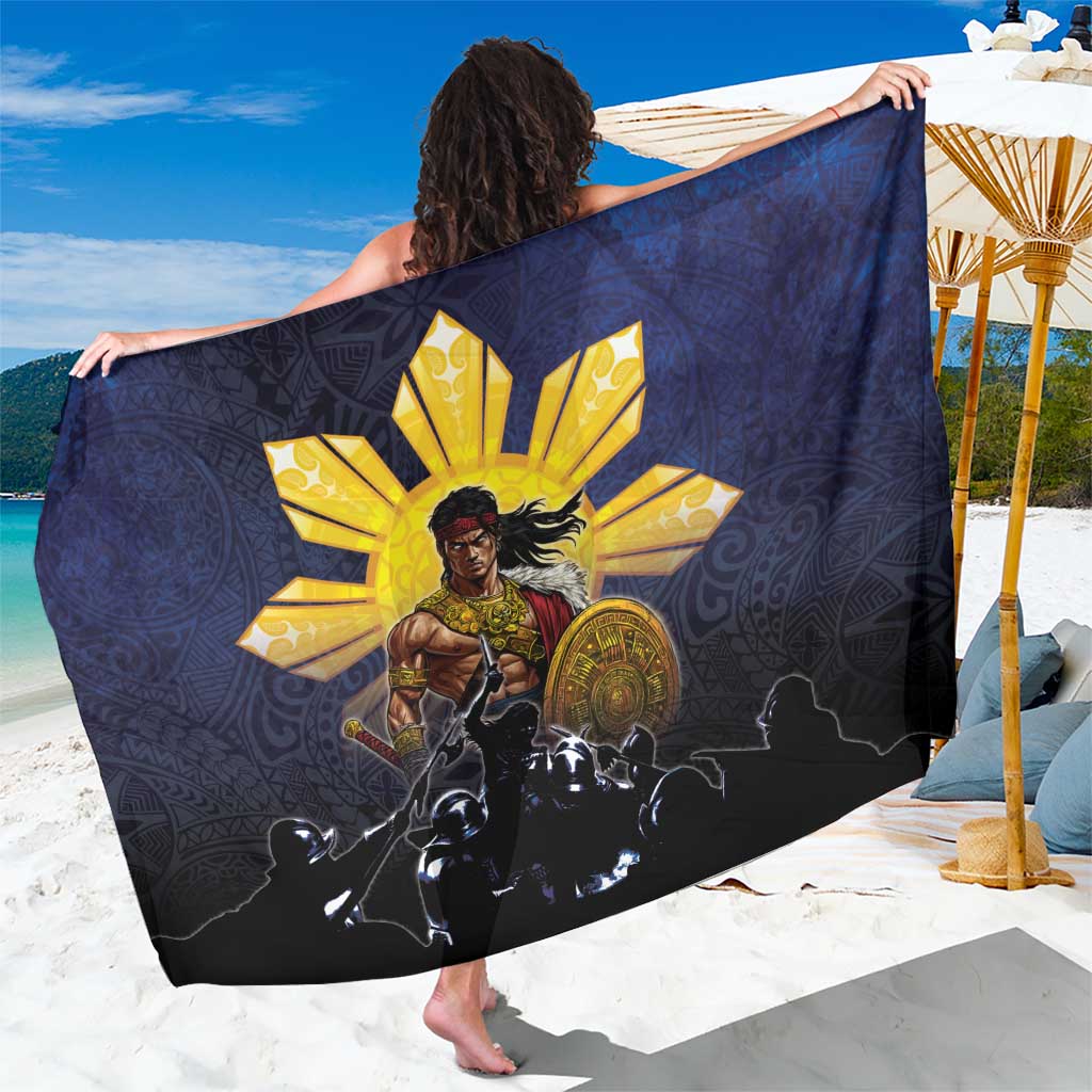 Philippines The First Hero Sarong Lapu Lapu Know Your Roots LT05 One Size 44 x 66 inches Navy - Polynesian Pride