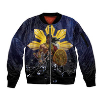 Philippines The First Hero Sleeve Zip Bomber Jacket Lapu Lapu Know Your Roots LT05 Unisex Navy - Polynesian Pride