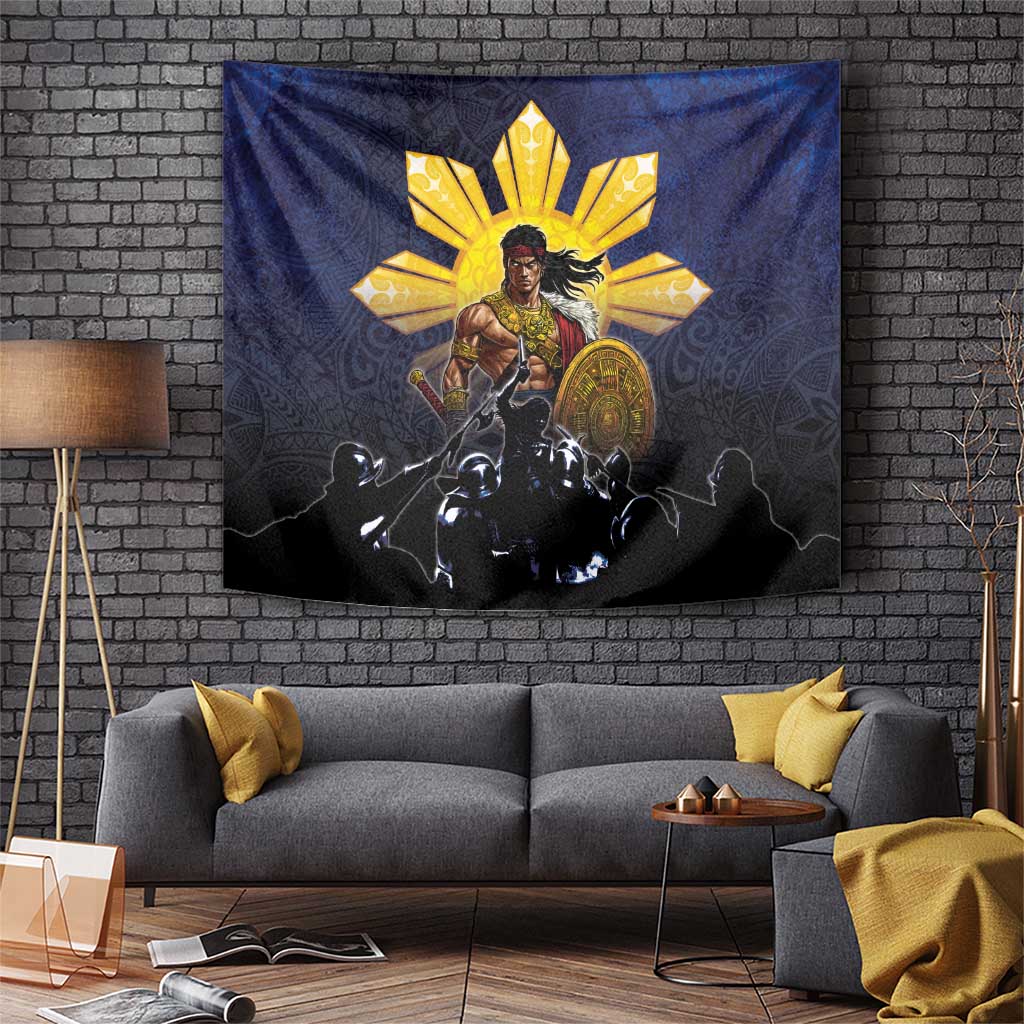 Philippines The First Hero Tapestry Lapu Lapu Know Your Roots LT05 Navy - Polynesian Pride