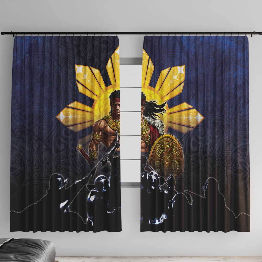 Philippines The First Hero Window Curtain Lapu Lapu Know Your Roots LT05 With Hooks Navy - Polynesian Pride