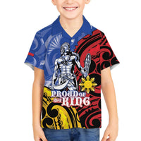 Philippines Lapu-Lapu Family Matching Off The Shoulder Long Sleeve Dress and Hawaiian Shirt Proud Of My King LT05 Son's Shirt Blue - Polynesian Pride