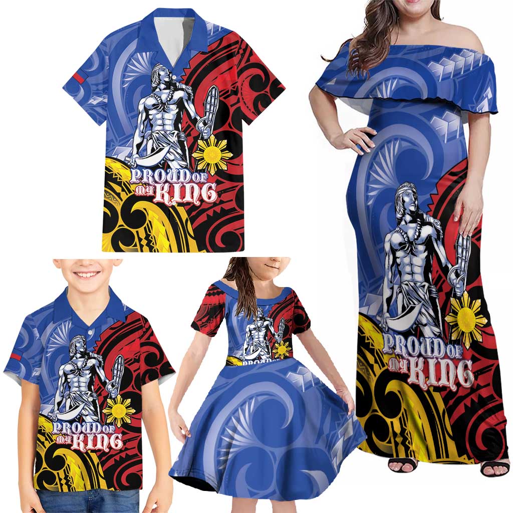 Philippines Lapu-Lapu Family Matching Off Shoulder Maxi Dress and Hawaiian Shirt Proud Of My King