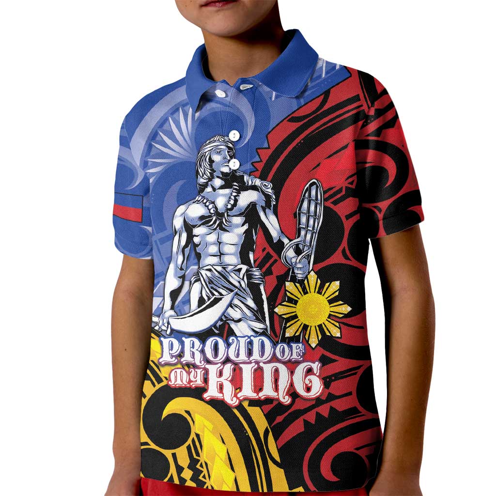 Philippines Lapu-Lapu Kid Polo Shirt Proud Of My King LT05 Kid Blue - Polynesian Pride