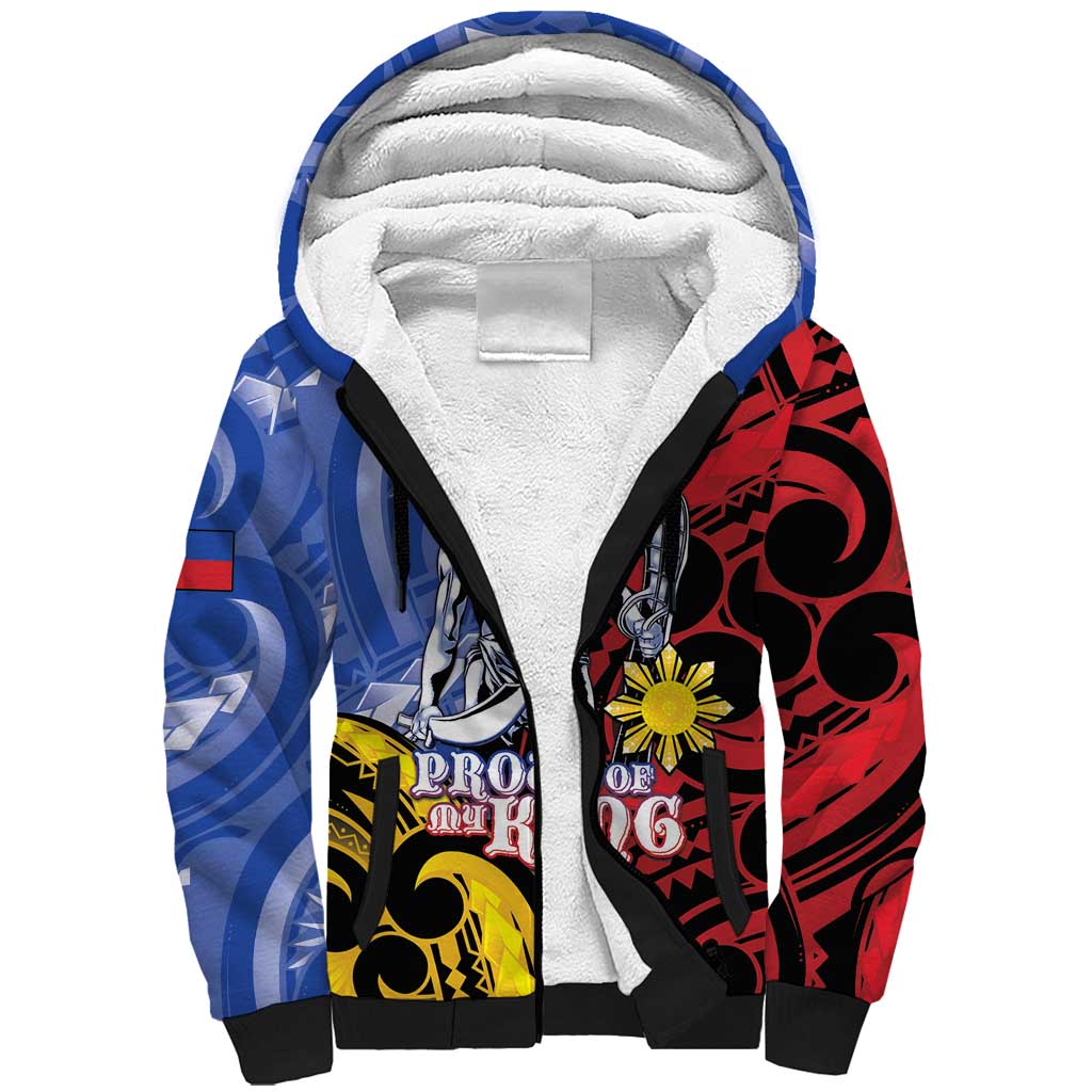 Philippines Lapu-Lapu Sherpa Hoodie Proud Of My King LT05 Unisex Blue - Polynesian Pride