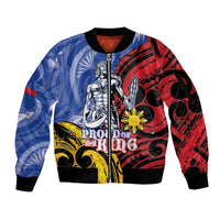Philippines Lapu-Lapu Sleeve Zip Bomber Jacket Proud Of My King LT05 Unisex Blue - Polynesian Pride