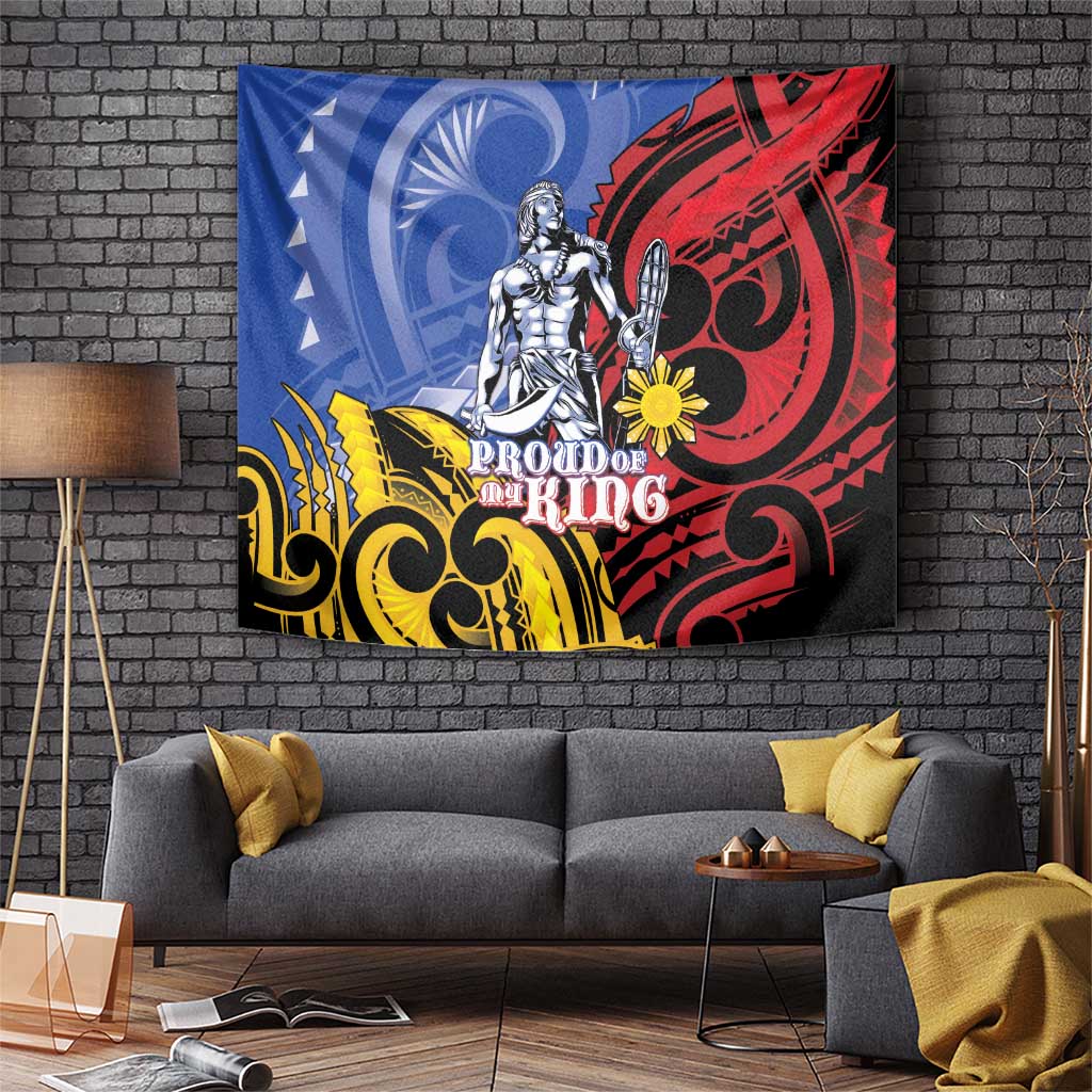 Philippines Lapu-Lapu Tapestry Proud Of My King LT05 Blue - Polynesian Pride