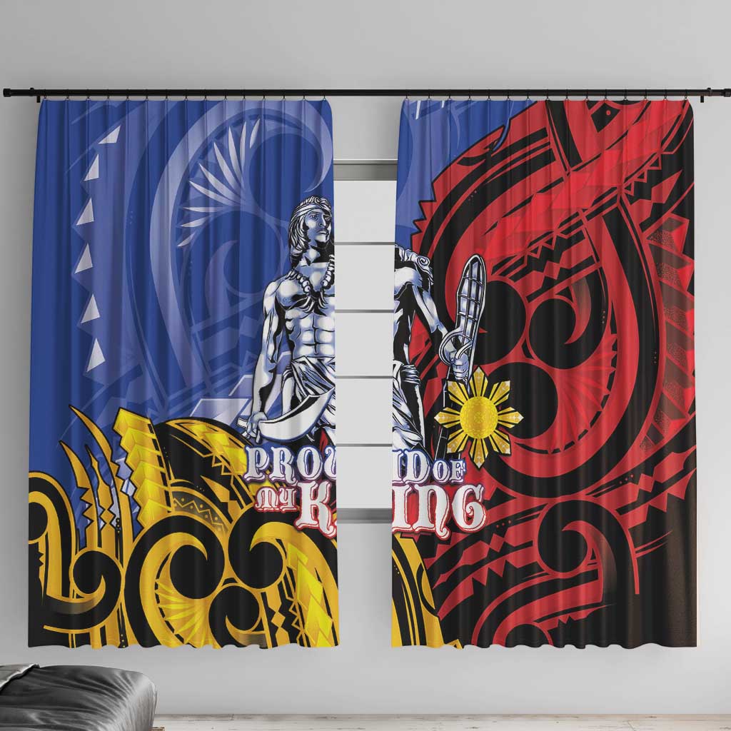 Philippines Lapu-Lapu Window Curtain Proud Of My King LT05 With Hooks Blue - Polynesian Pride