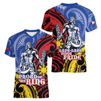 Philippines Lapu-Lapu Women V-Neck T-Shirt Proud Of My King LT05 - Polynesian Pride