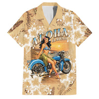 Aloha Hawaii Biker Family Matching Off The Shoulder Long Sleeve Dress and Hawaiian Shirt Ride To Paradise LT05 Dad's Shirt - Short Sleeve Beige - Polynesian Pride