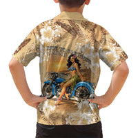 Aloha Hawaii Biker Family Matching Short Sleeve Bodycon Dress and Hawaiian Shirt Ride To Paradise LT05 - Polynesian Pride