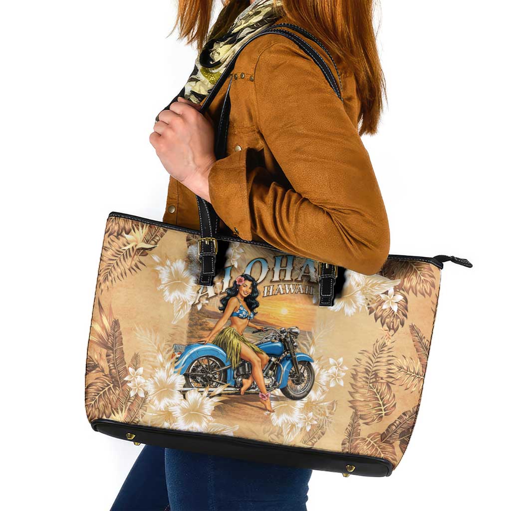 Aloha Hawaii Biker Leather Tote Bag Ride To Paradise