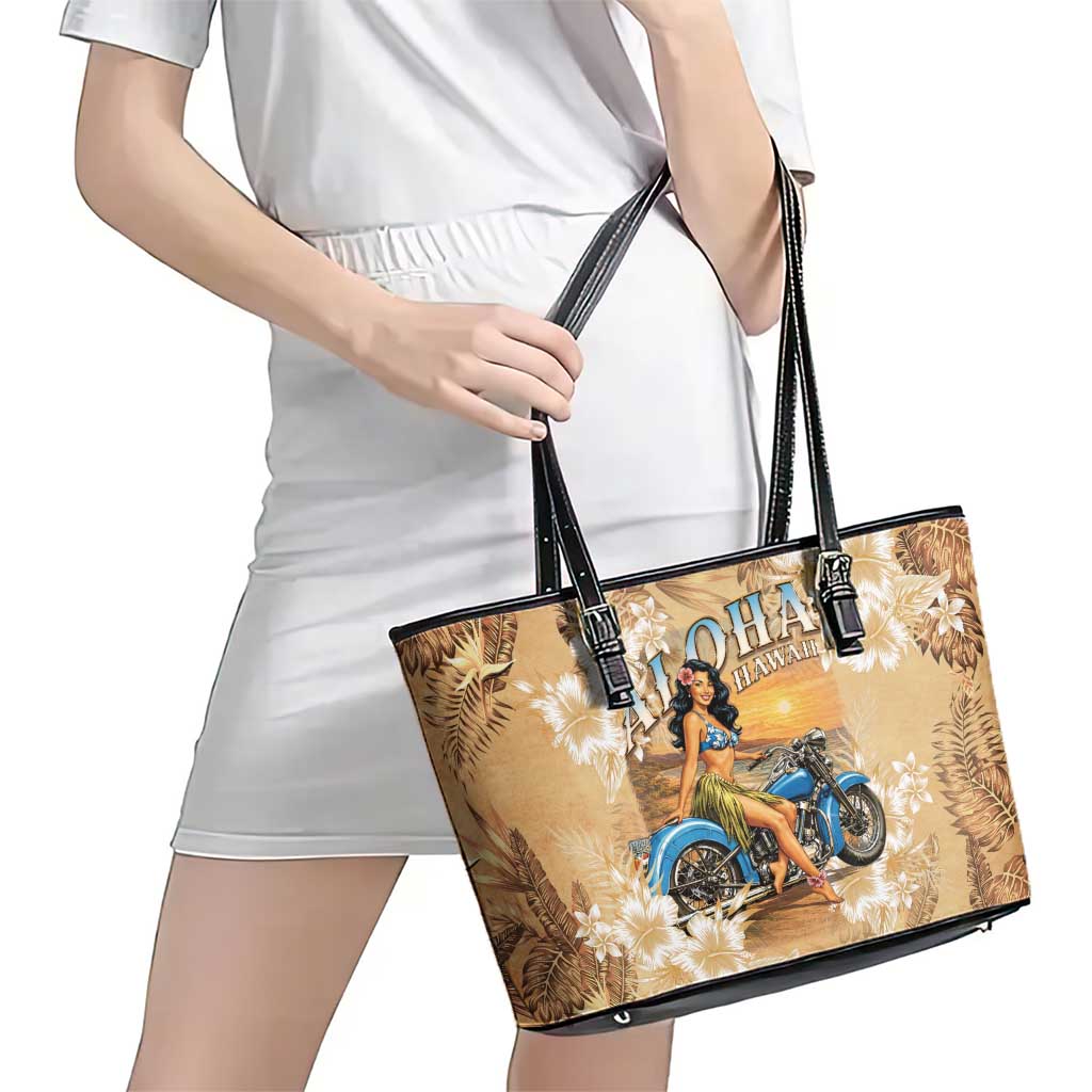 Aloha Hawaii Biker Leather Tote Bag Ride To Paradise