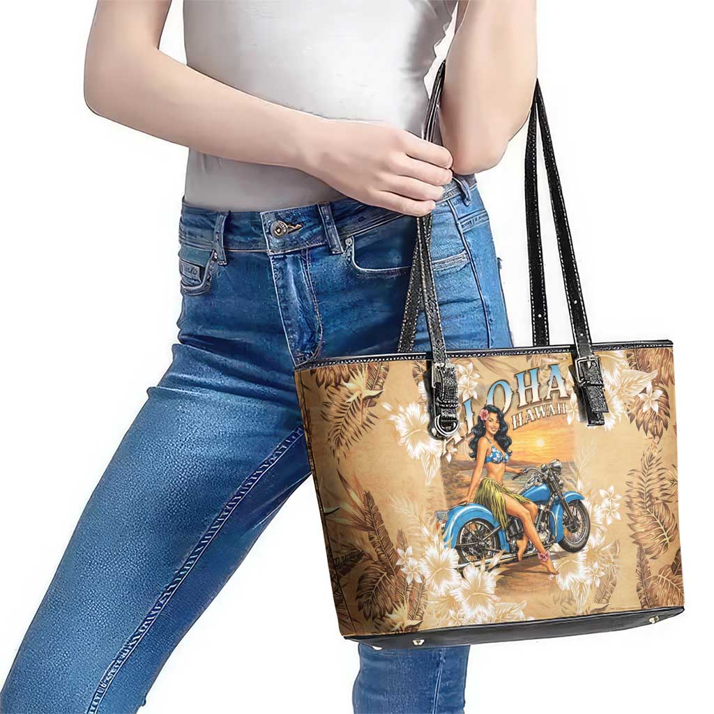 Aloha Hawaii Biker Leather Tote Bag Ride To Paradise
