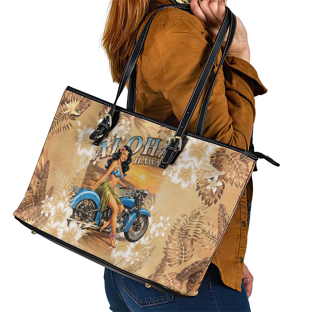 Aloha Hawaii Biker Leather Tote Bag Ride To Paradise