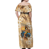 Aloha Hawaii Biker Off Shoulder Maxi Dress Ride To Paradise