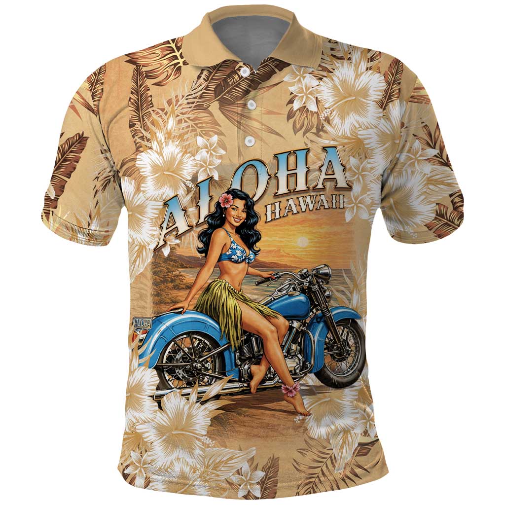 Aloha Hawaii Biker Polo Shirt Ride To Paradise
