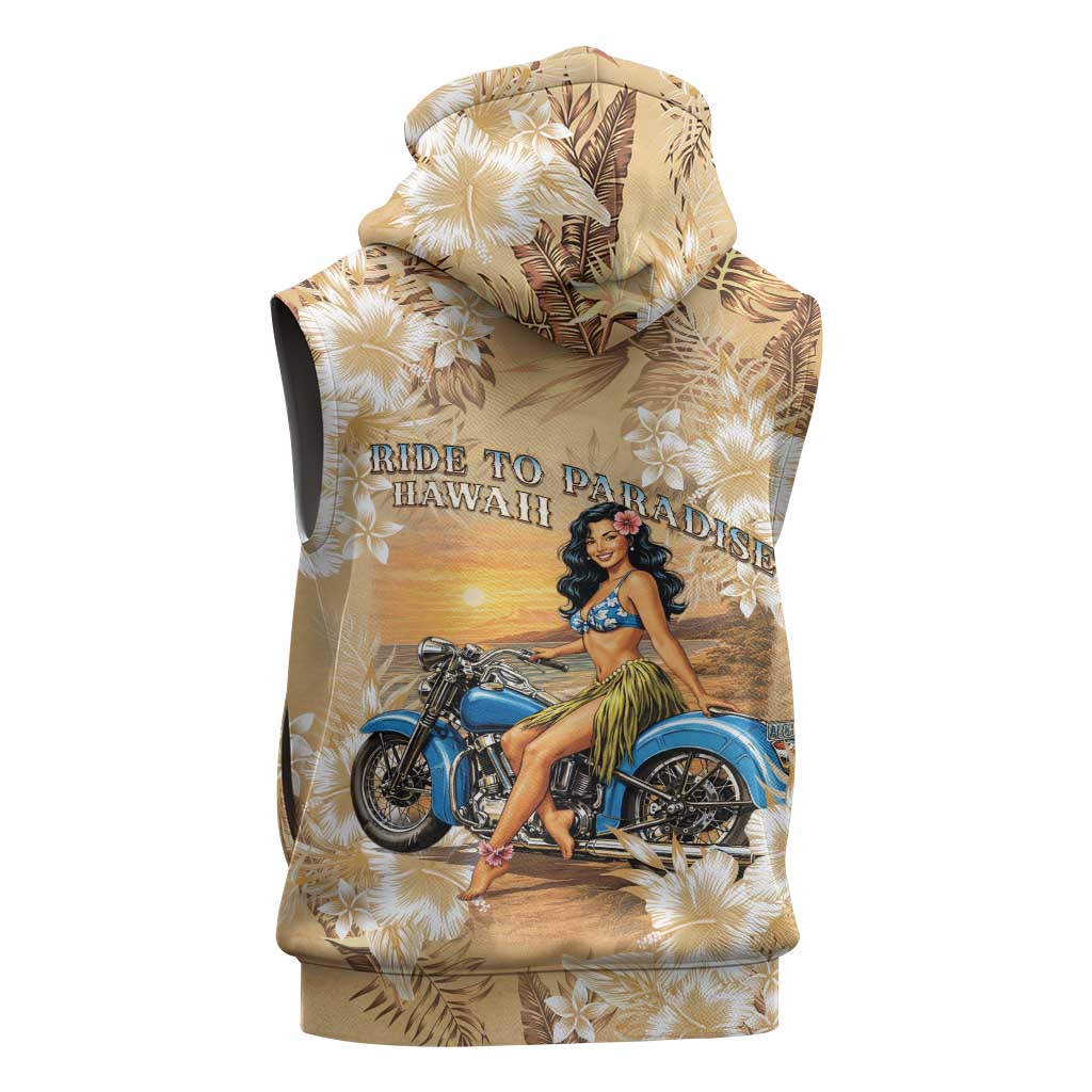 Aloha Hawaii Biker Sleeveless Zip Hoodie Ride To Paradise
