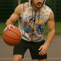 Aloha Hawaii Biker Sleeveless Zip Hoodie Ride To Paradise
