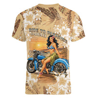 Aloha Hawaii Biker Women V-Neck T-Shirt Ride To Paradise