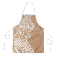 Polynesian Women's Day Apron Brown Hibiscus Flowers With Polynesian Pattern