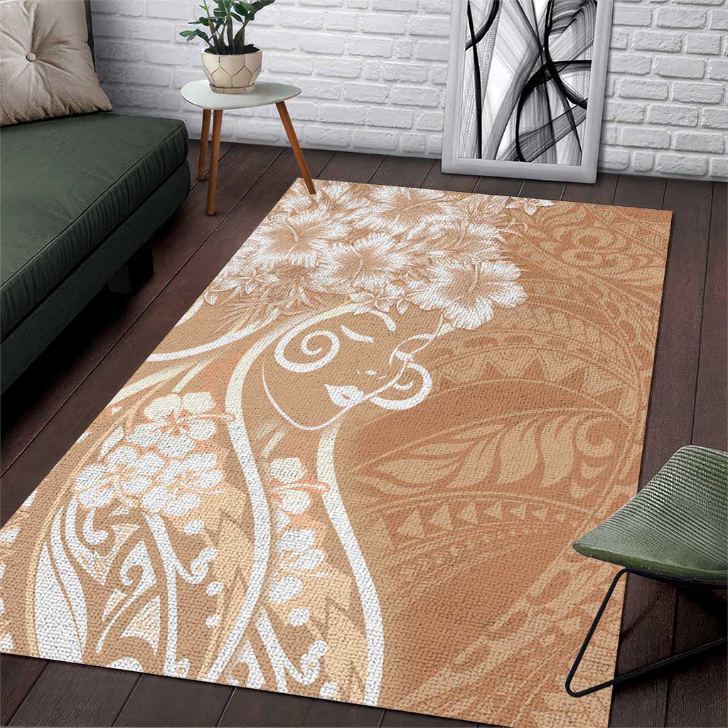 Polynesian Women's Day Area Rug Brown Hibiscus Flowers With Polynesian Pattern LT05 Brown - Polynesian Pride